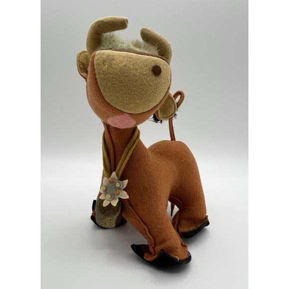 Vintage Peck and Peck Mohair Cow Stuffed Animal Plushie 7.5” Made in Italy - Picture 4 of 16